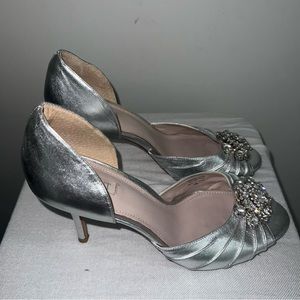 Glint Open Toe Heels Silver